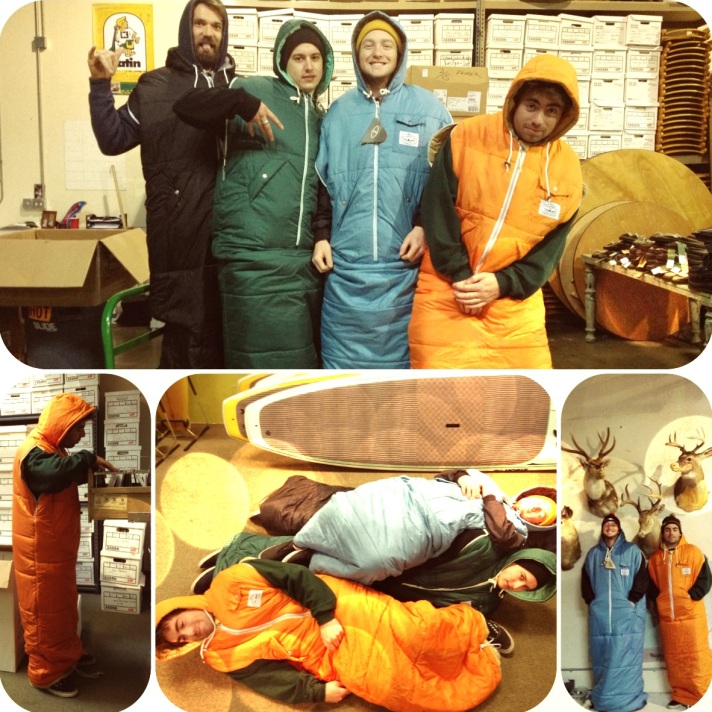 The Warehouse Crew Goofing Off in The Poler Napsack... in Hobie Surf Shops and Online. 